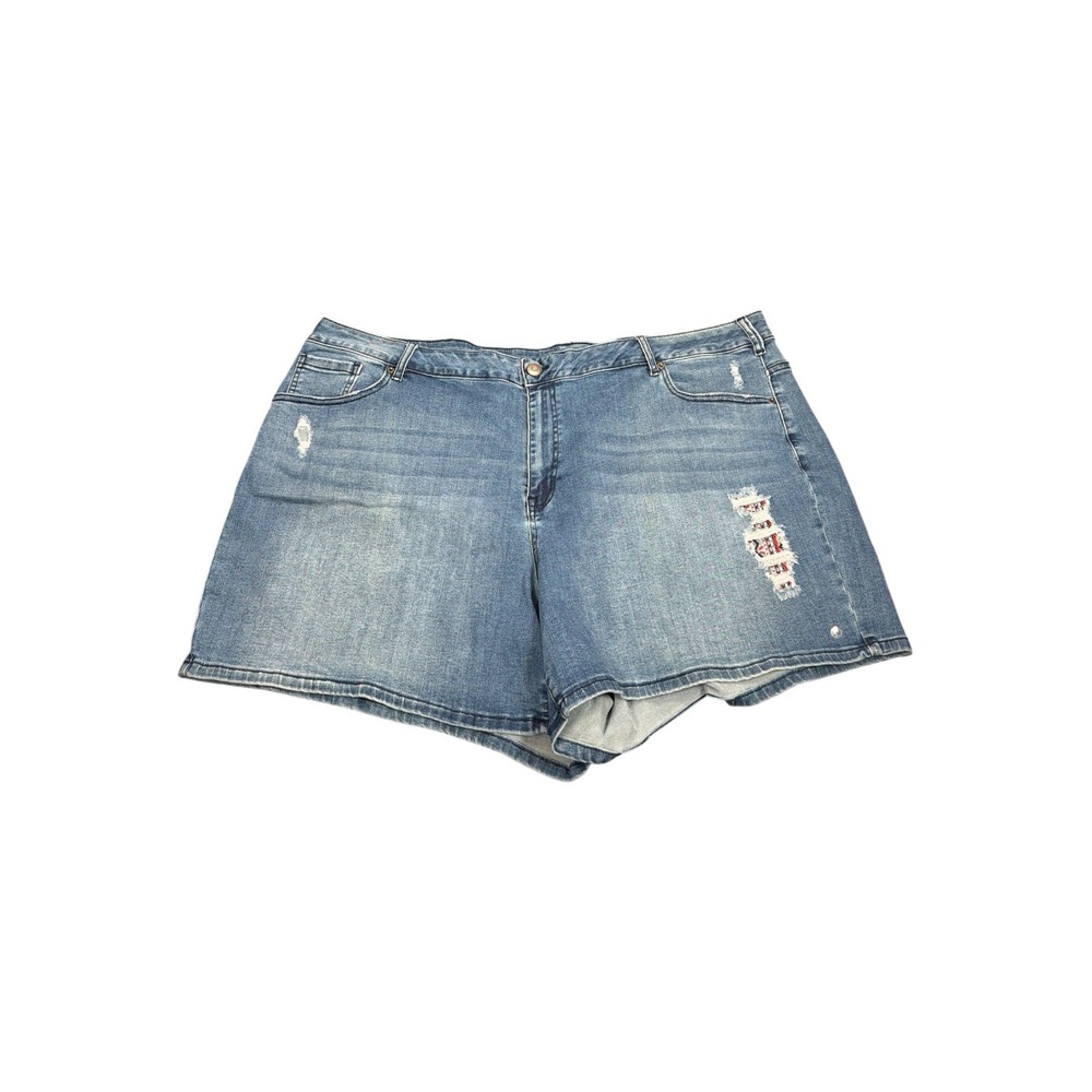 Venezia Lane Bryant Women Blue Denim Distressed Jean Shorts Size 26